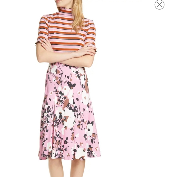 Veronica Beard Nikkie Striped Mock Neck T-shirt in Pink Multi Large - Picture 12 of 12